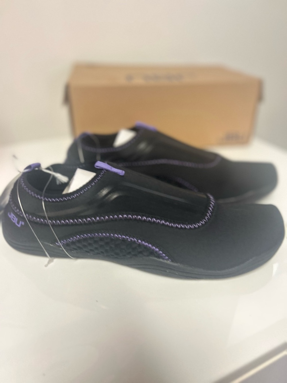 JBU Water Ready Slip On Shoes Black Lavender Womens Size 10 NIB